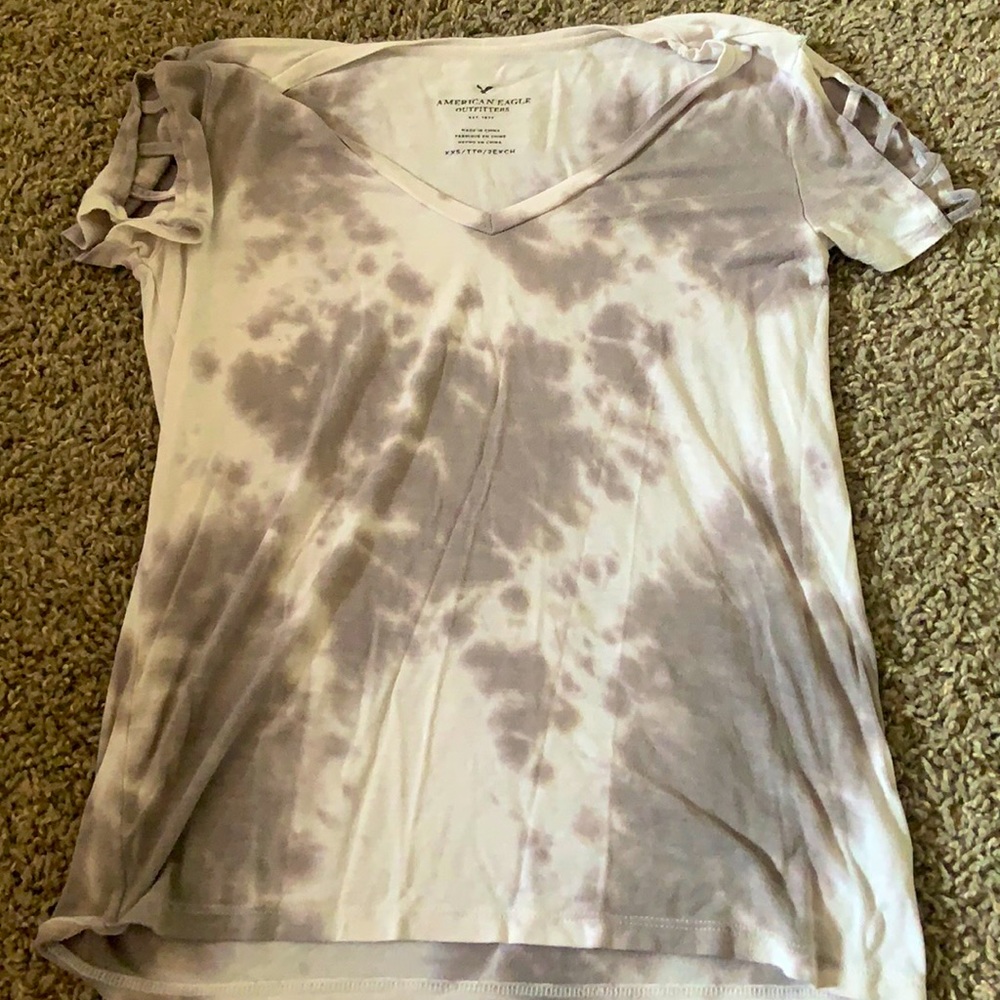 White and gray tie-dye shirt